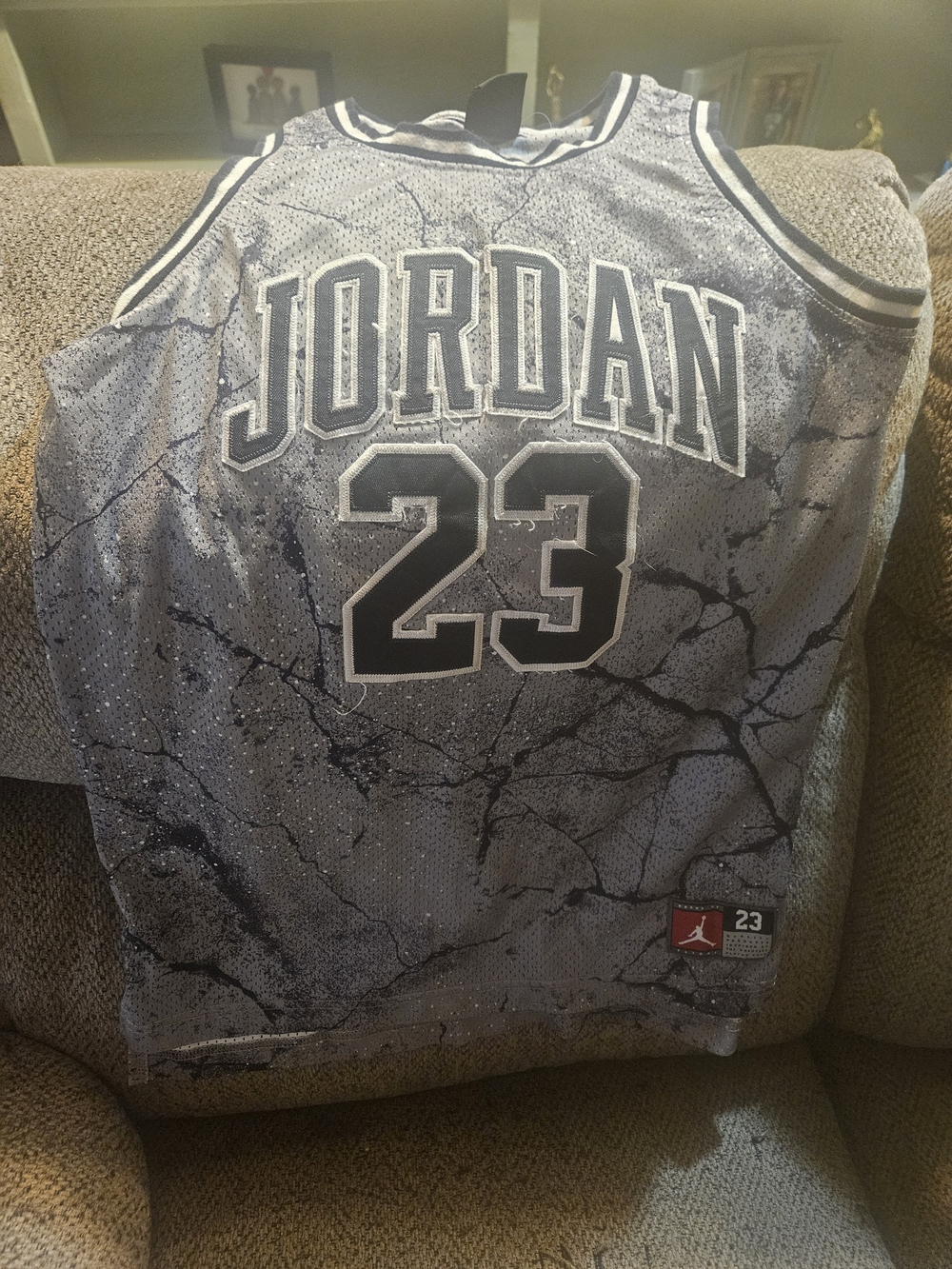 Jordan Black and Gray Crewneck with Red Jumpman Tag